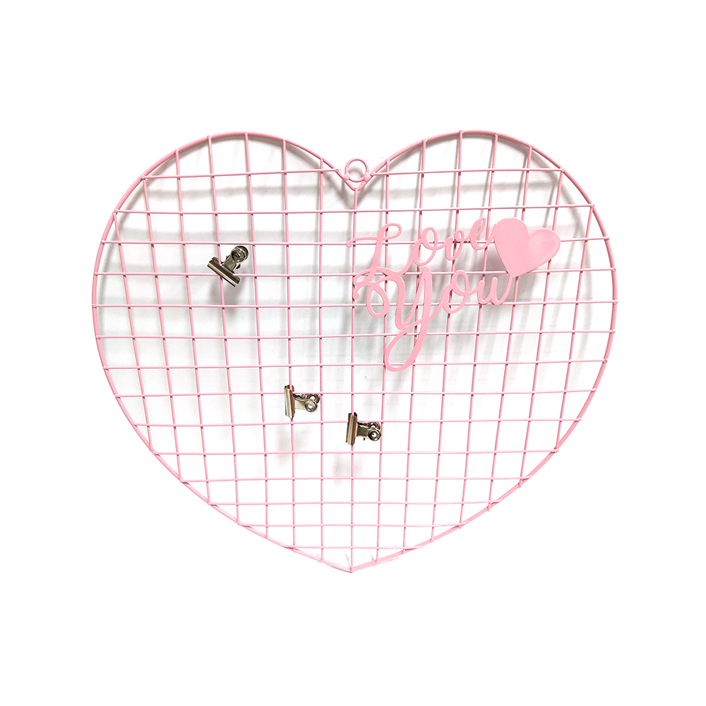 Decoración de la pared del corazón Película de cuadrícula de fotos de hierro