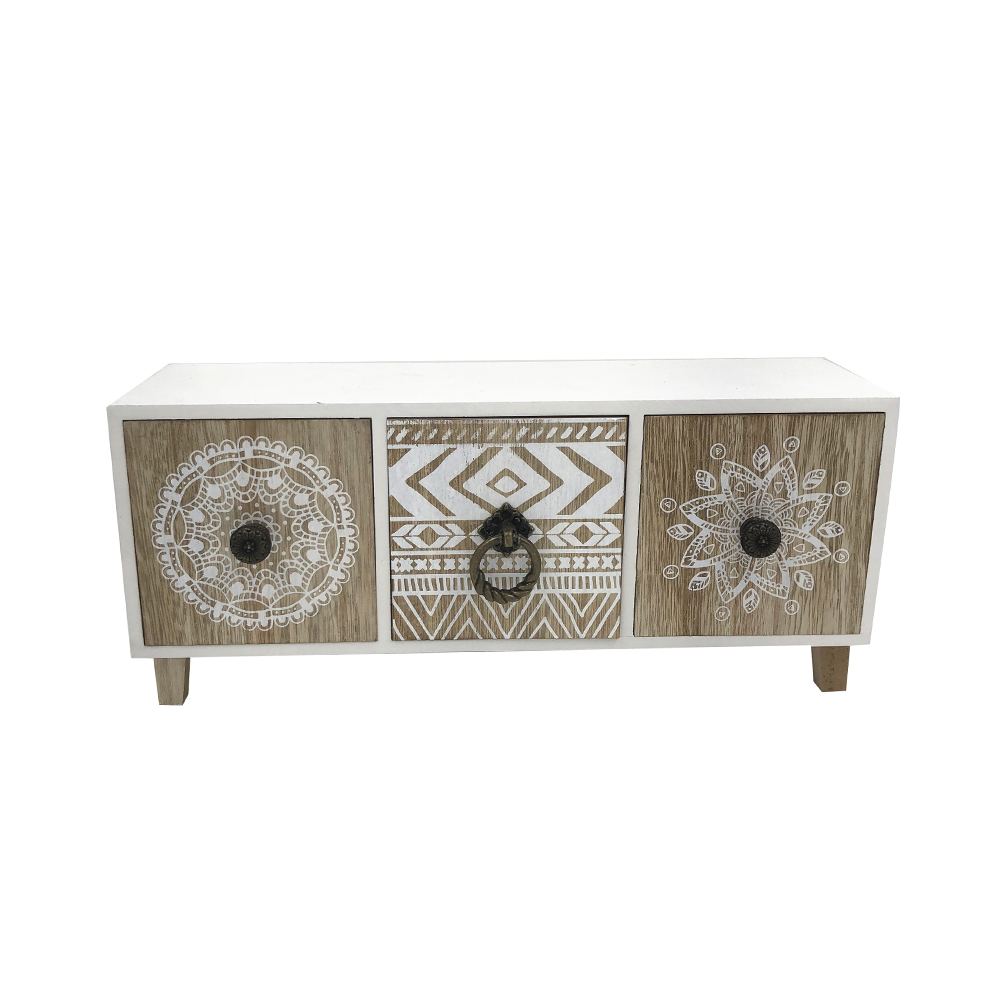 Caja de almacenamiento de decoración elegante de 3 cajones de joyería