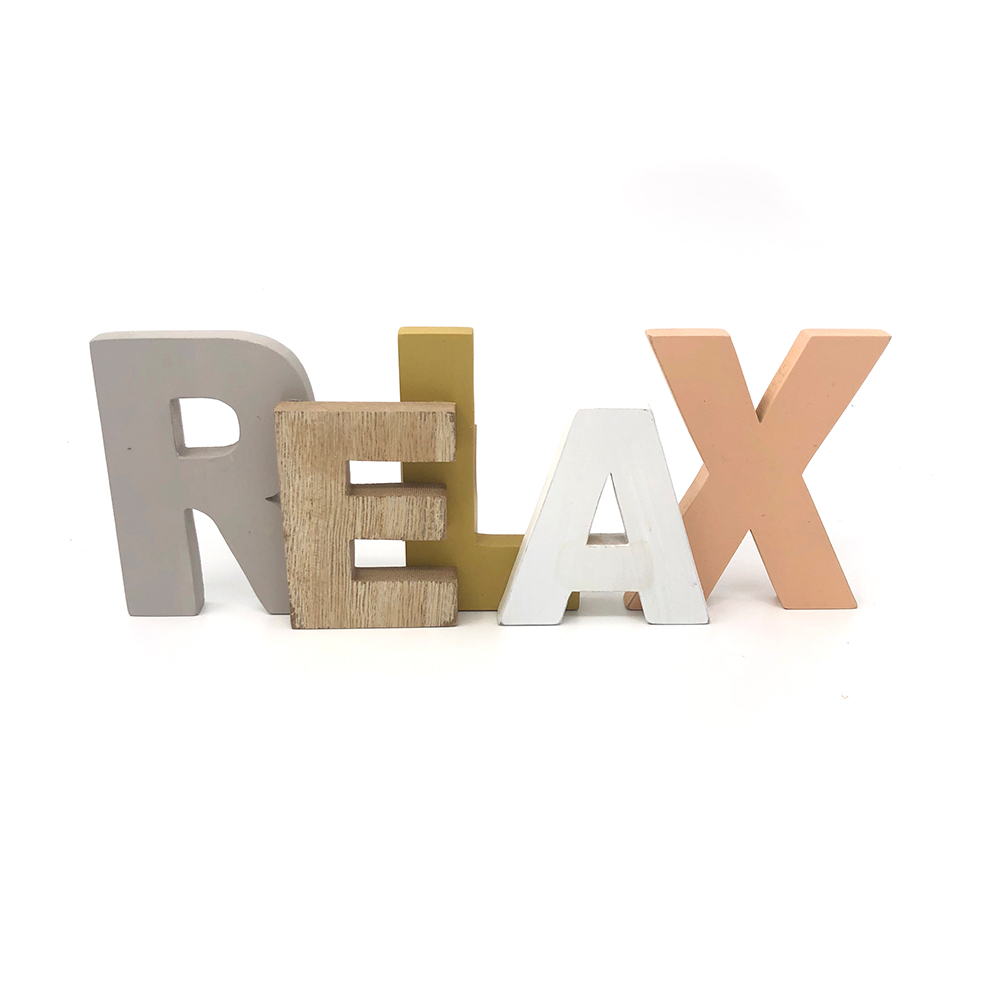 Letras de madera multicolor Relájate decoración de letreros de mesa