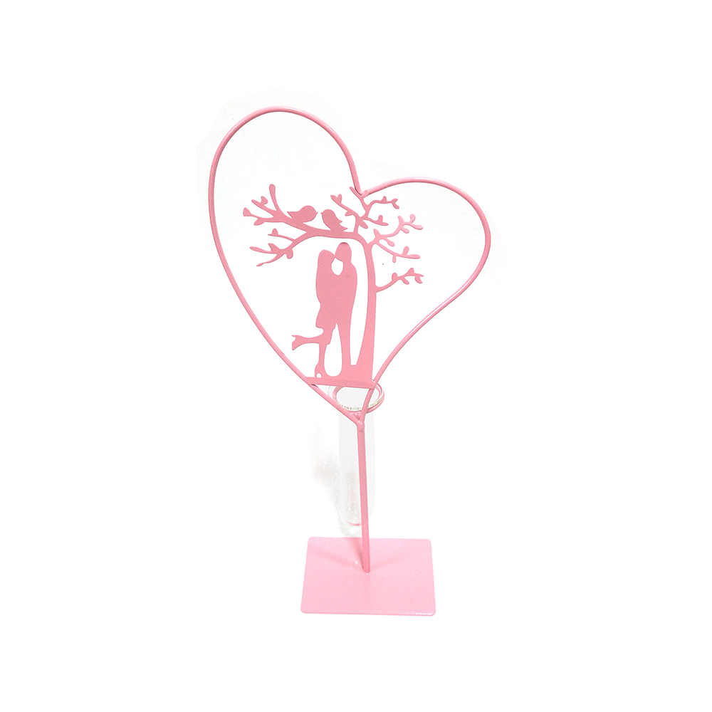 Metal Heart Frame Bud Vase Centén de boda