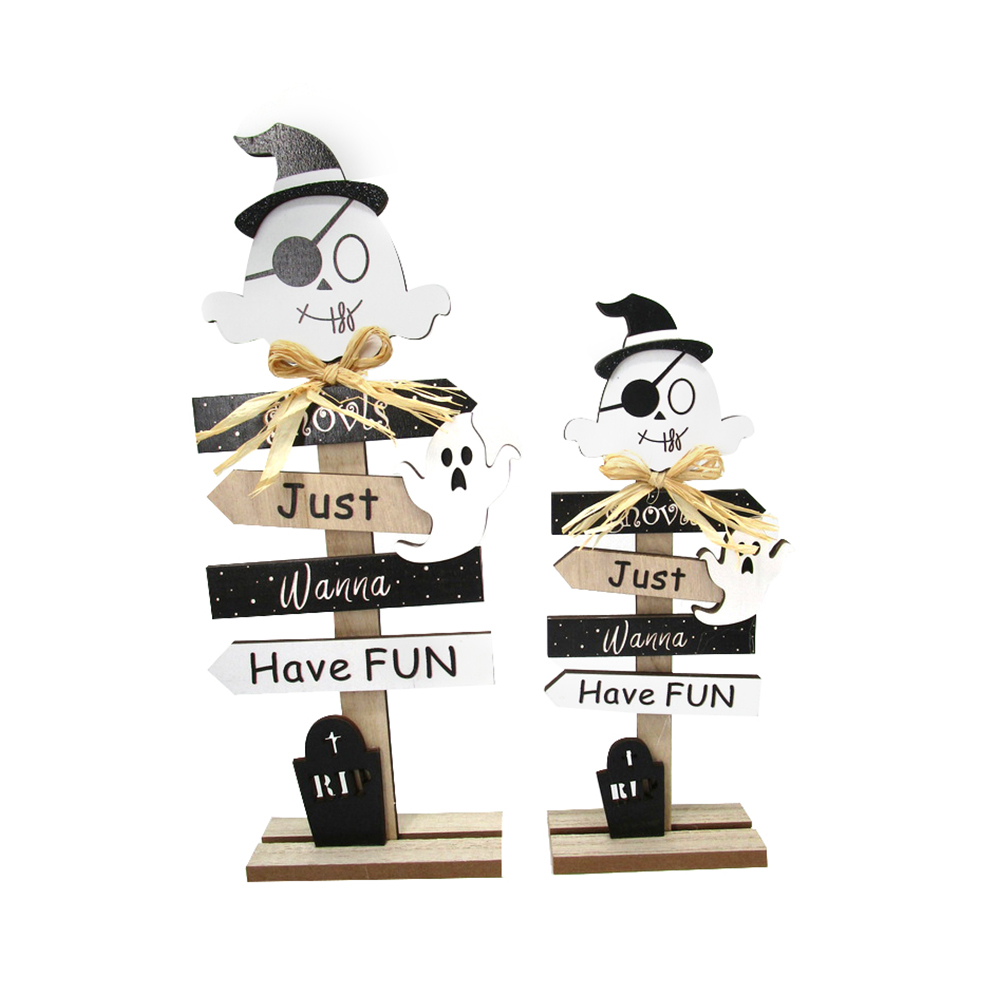 Linda decoración de mesa de madera fantasma de Halloween